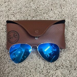 Ray Ban Aviator Sunglasses Blue Mirrored